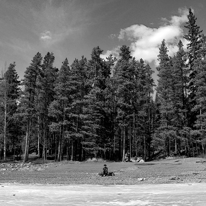 person on a mountain beach