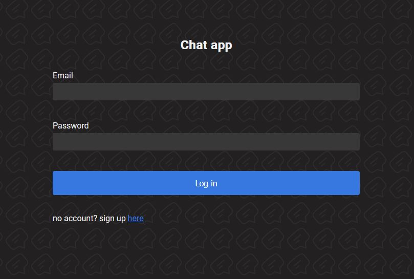 chat app login screen