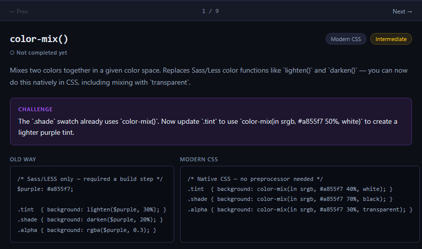example lesson view