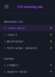 sidebar with example lessons