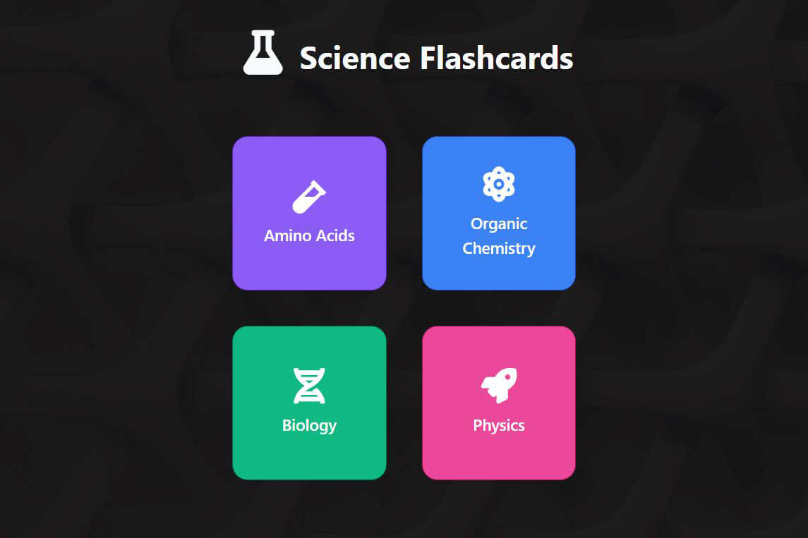 screenshot of science news project