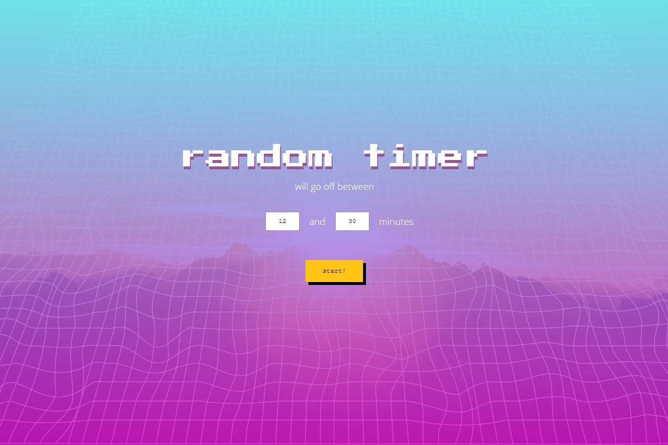 screenshot of random timer app