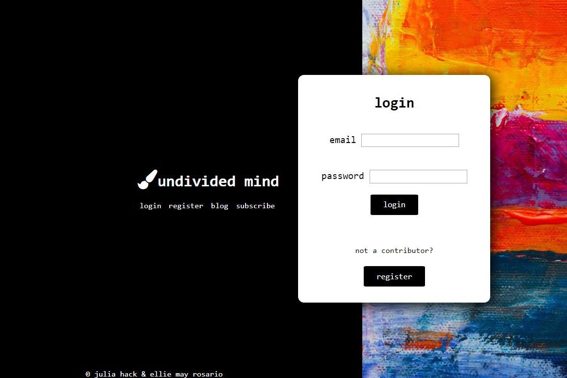 screenshot of undivided mind node.js project